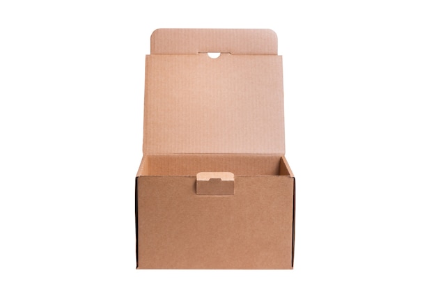 Brown cardboard carton mail, postal box, isolated