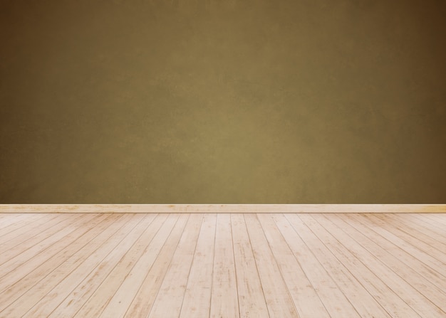 Brown cement wall with Wooden floor 