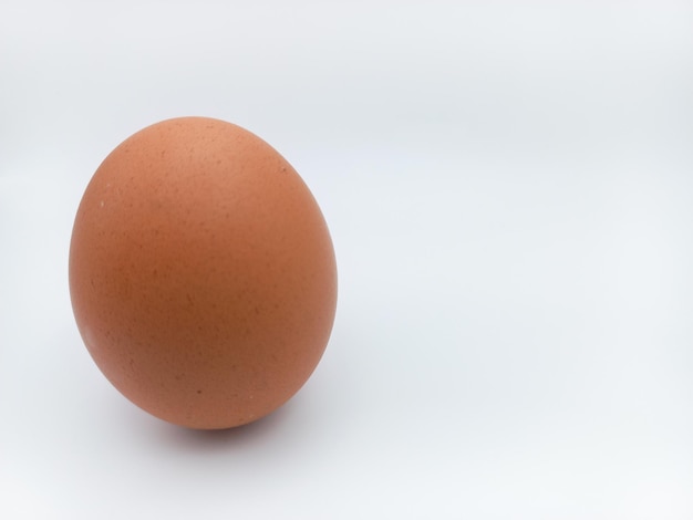 Photo brown chicken egg standing position isolated on white background with negative space