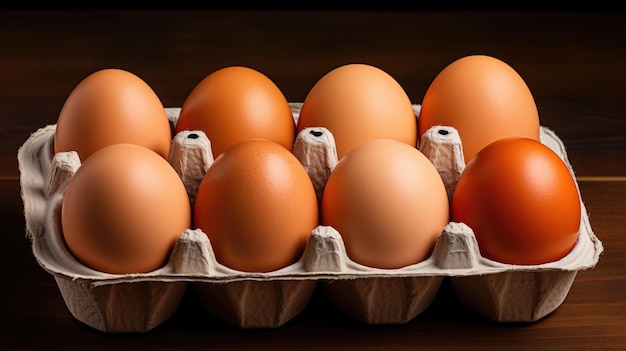 Brown chicken eggs in cardboard