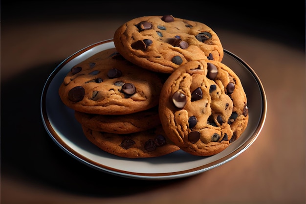 Brown chocolate Chip Cookies fresh food