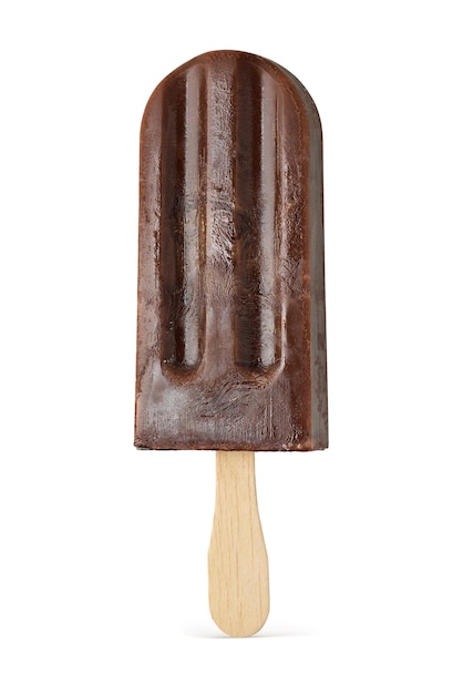 Photo brown chocolate icecream popsicle isolated on white background