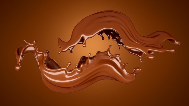 Brown chocolate splash background. 3d illustration, 3d rendering.