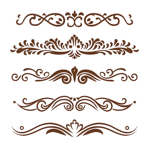 Brown color elegant intricate design ornate elements decorative swirls frames dividers borders