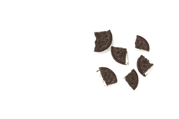 Brown cookies isolated on white background.