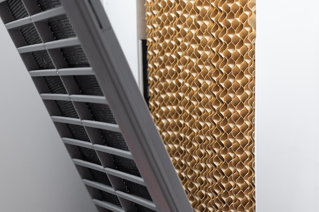 brown cooling pad of evaporative cooler