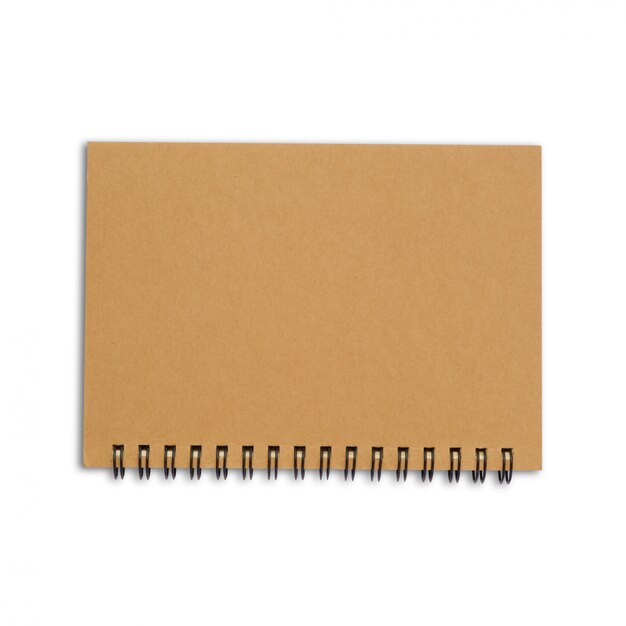 Brown cover notebook on isolated white background with clipping path