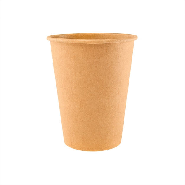 Brown craft paper coffee cup isolated on a white background