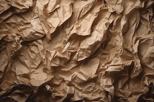 Brown crumpled paper texture AI Generated