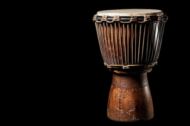 Photo brown djembe conga drum isolated on black background