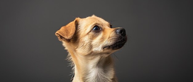 Brown dog gazing up at sky