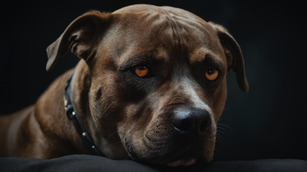 a brown dog with a black background and a black background with a black background