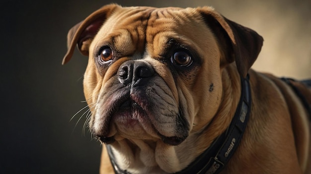 a brown dog with a black collar and a black collar