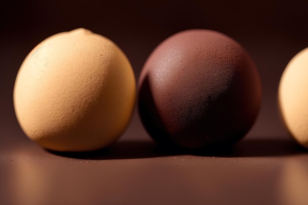 A brown egg and a brown egg on a brown background