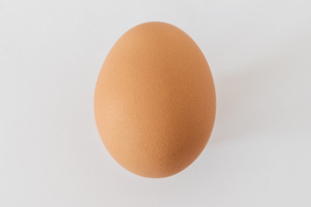 Brown egg on white.