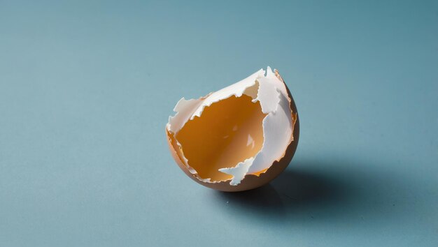 Photo brown egg with a cracked open shell and visible yolk