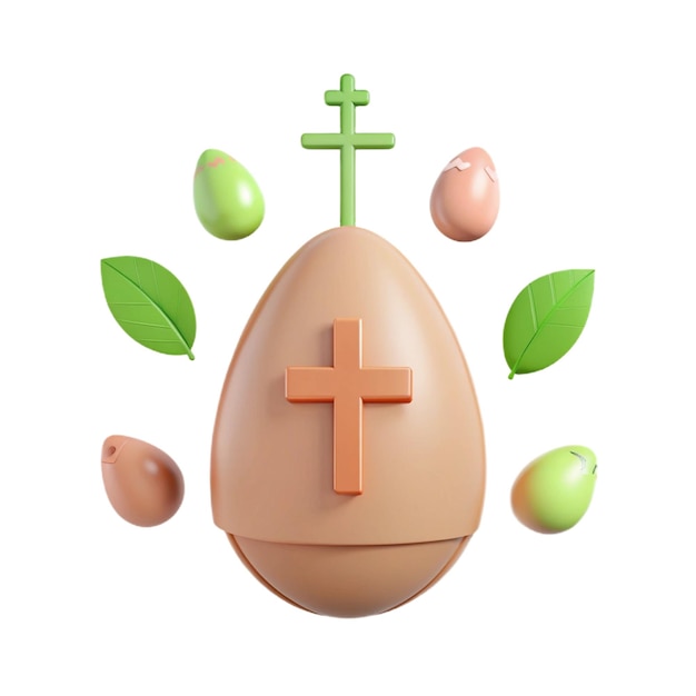 Photo a brown egg with a cross on the top of it