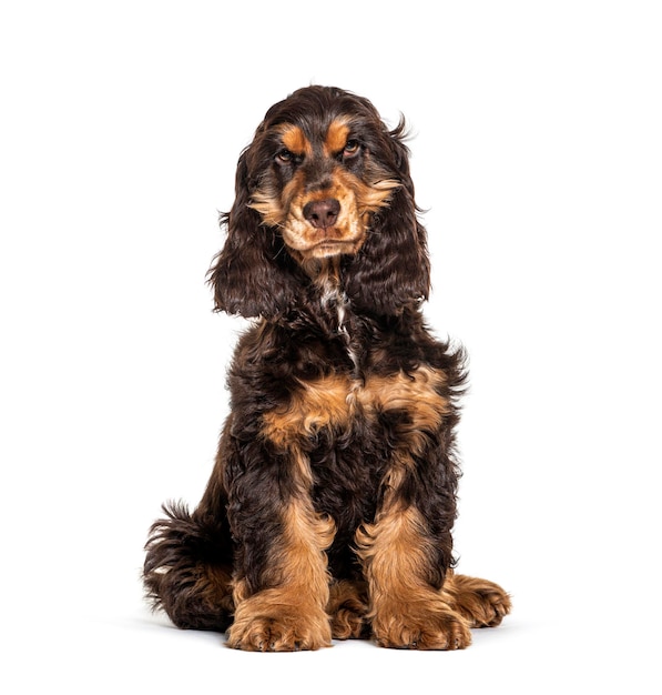 Brown English cocker spaniel dog isolated on white