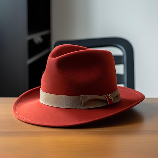 Brown Fedora with Red Rim Vintage Style