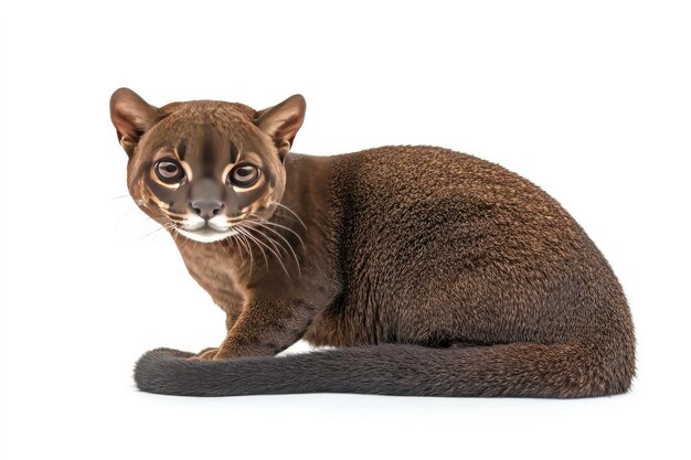 A Brown Fishing Cat Sitting on a White Background