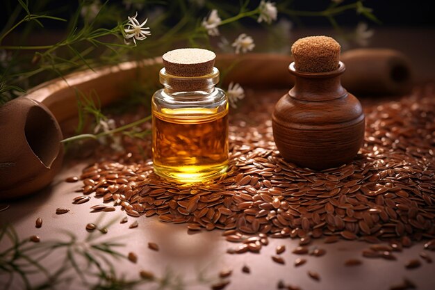 Brown Flax Seeds With Oil