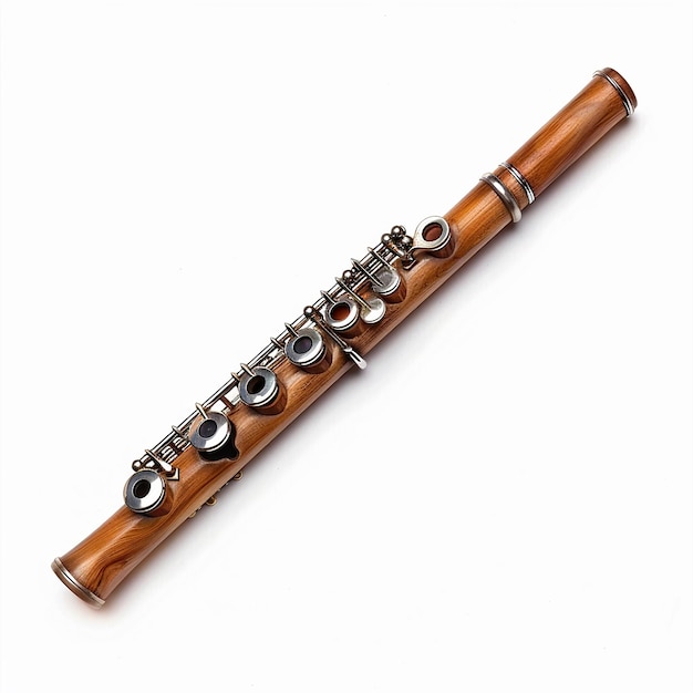 Photo a brown flute with silver buttons on the top and the bottom of the top of the bottom