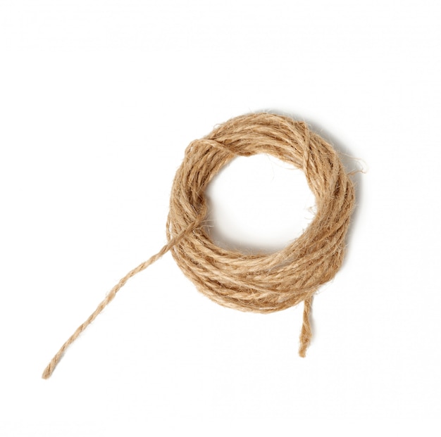 Brown folded twine isolated on a white space