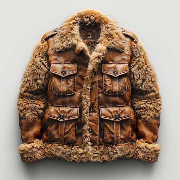 Photo a brown fur lined jacket with a hood that says  fur