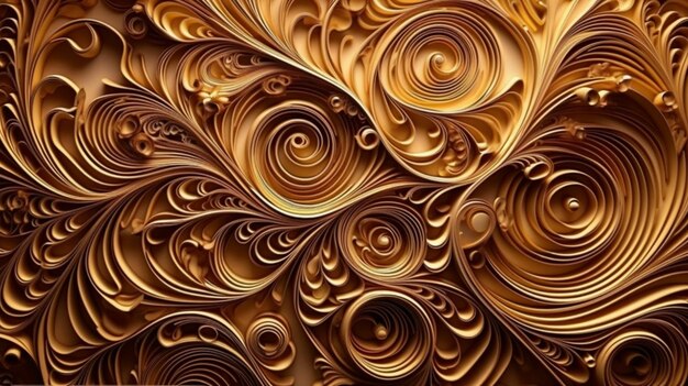 A brown and gold background with swirls and swirls.