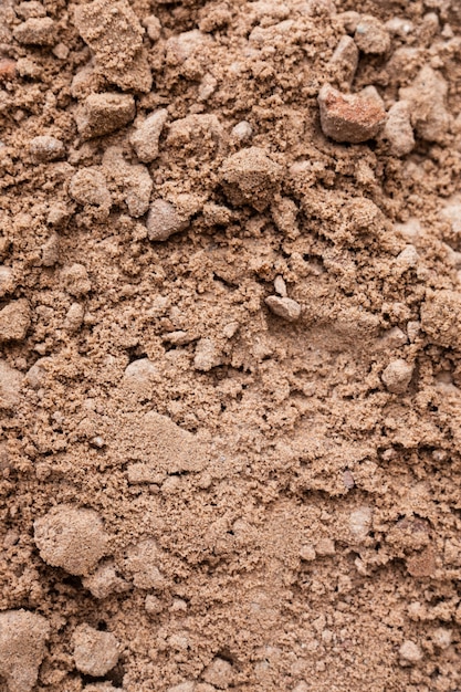 Brown ground surface. Close up natural background. Ground texture, vertical