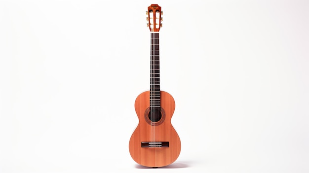 a brown guitar with a wooden handle is shown on a white background