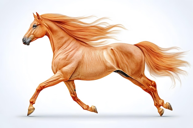 a brown horse on a white background