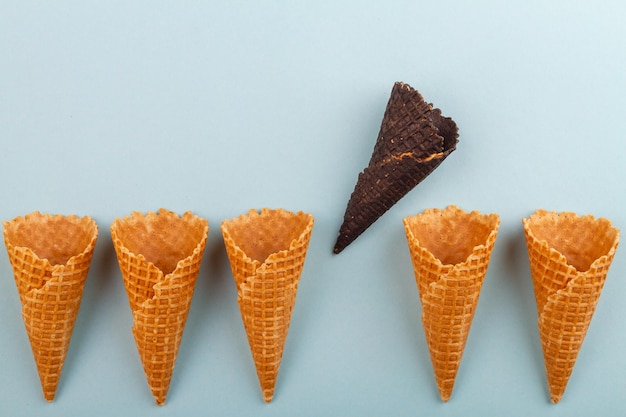 Brown ice cream cone waffle stands out from ordinary ones