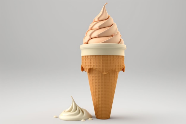 A brown ice cream cone with a white cream on it ai generated artwork