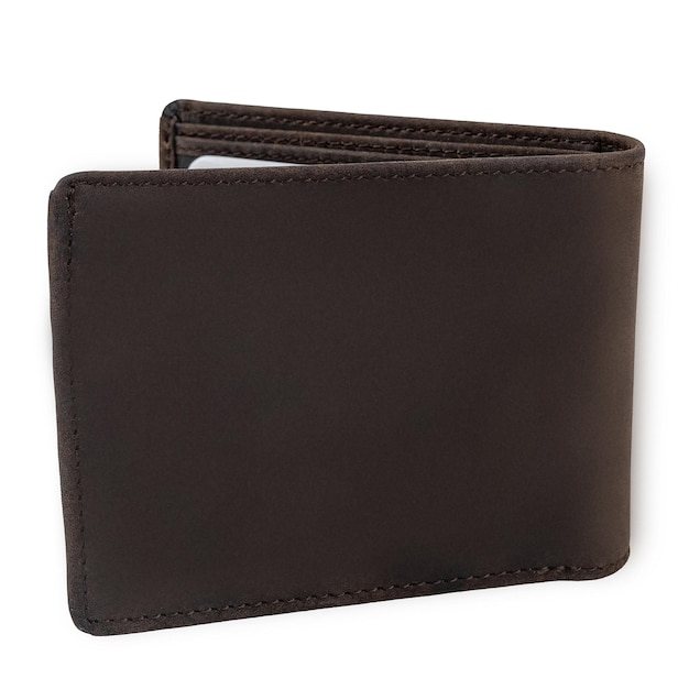 The brown isolated leather pocket with the white background