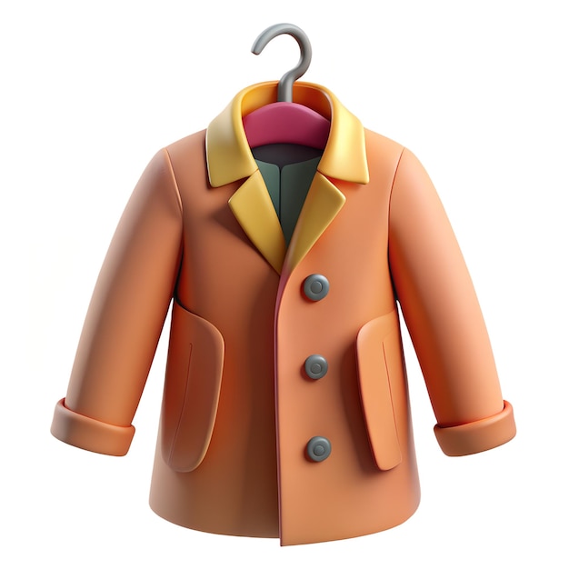 brown jacket on hanger 3D rendered