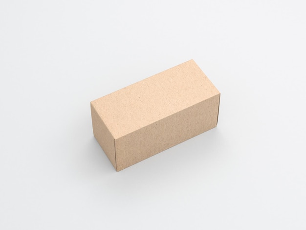 Brown kraft cardboard Box Mockup on light background 3d rendering