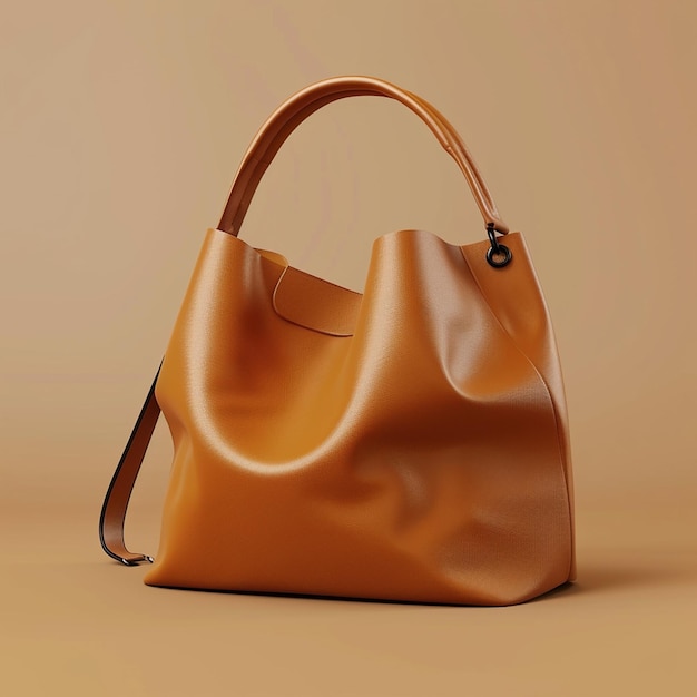 a brown leather bag with a handle that says quot the word quot on it