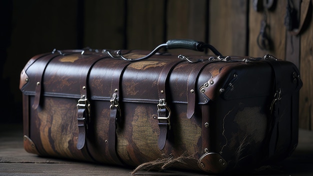 A brown leather case with the word leather on it.