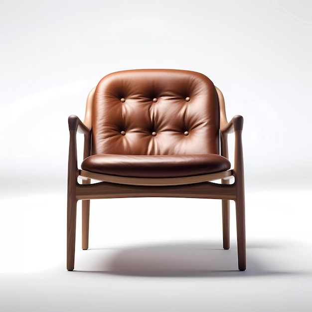 a brown leather chair with a brown leather back and back