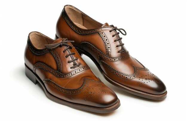 Brown leather executive shoes Clipping path included