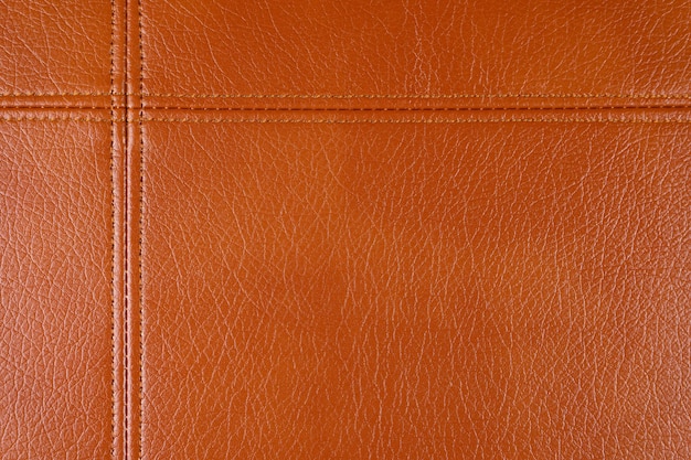 Brown leather leatherette texture background wtih decorative stich