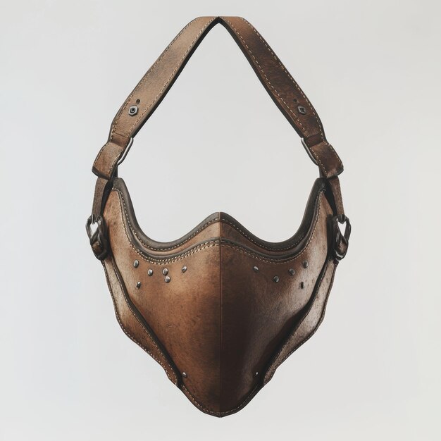 Photo brown leather mask with straps