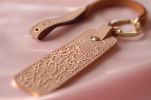 Photo a brown leather pocket watch with a flower design on it