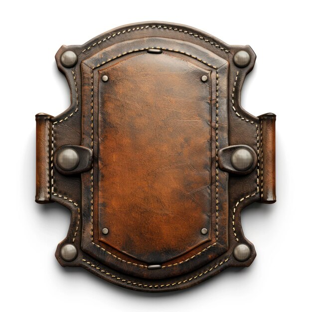 Photo a brown leather shield with a silver ring on it