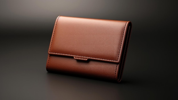 A brown leather wallet with a black background.