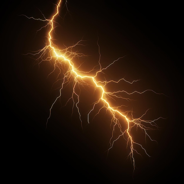 Brown lightning isolated on a black background vector illustration glowing brown electric flash thun