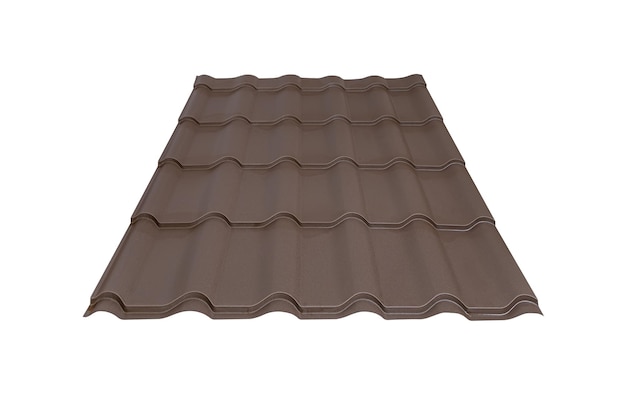 Brown Metal tile roof sheet isolated on white background Material for roof