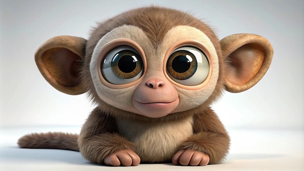 a brown monkey with big eyes and a big nose