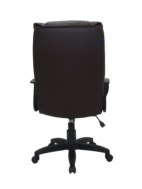 brown office armchair on wheels isolated on white background back view